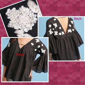 Anthropology embroidered top